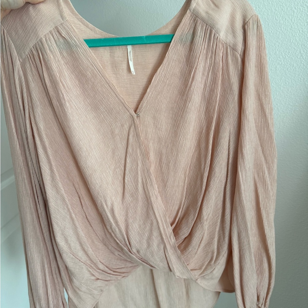 Free People Blush Pink Draped Blouse